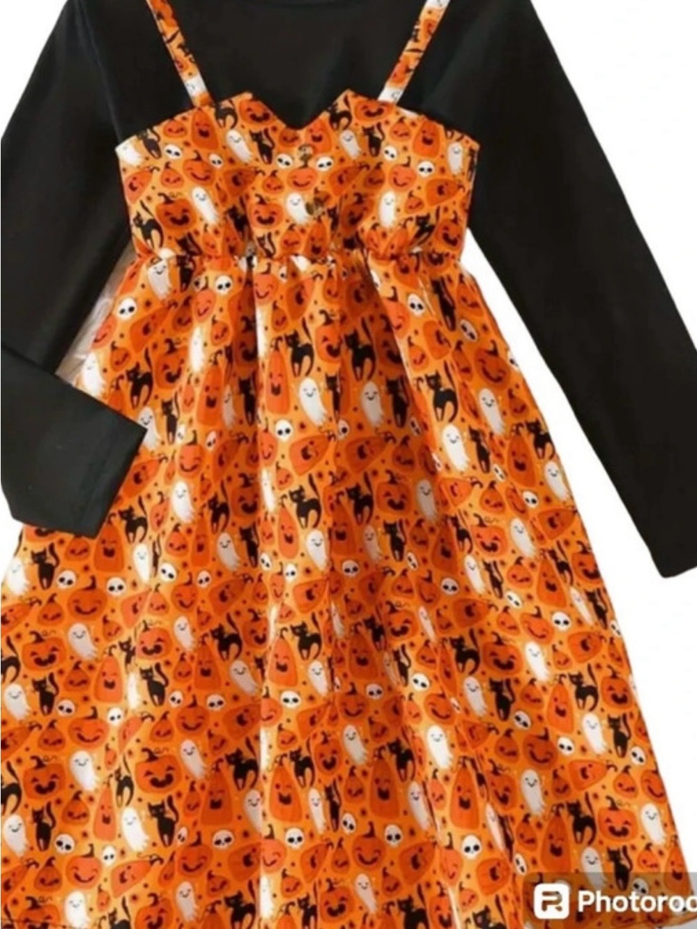 New Boutique Girls Dress Black Orange Pumpkins Ghosts Cats 6Y